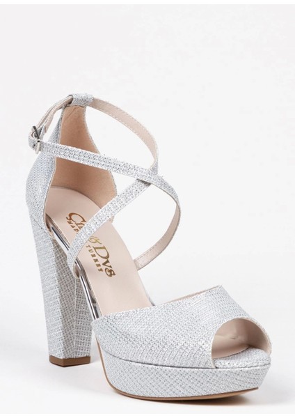 Gümüş Mercan Kadın Topuklu Abiye Ayakkabı Şık Gece Ayakkabısı Zarif Tasarım Yüksek Topuk