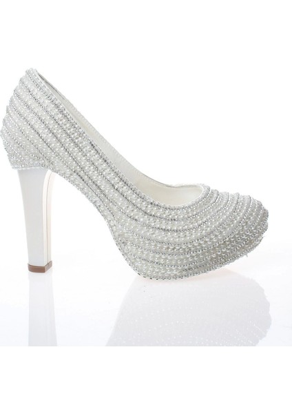 Kadın Moda Şık Sedef Inci Taş Işlemeli Gelin Ayakkabı Topuklu Düğün Nişan Gece Abiye Ayakkabısı fırsatları