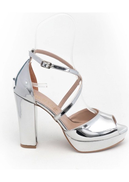 Gümüş Ayna Kadın Abiye Ayakkabı Kadın Topuklu Şık Gece Ayakkabısı Zarif Tasarım Yüksek Topuk modelleri