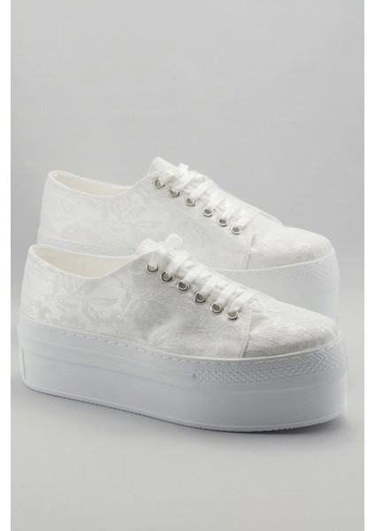 Kadın Moda Şık Beyaz Dolgu Topuklu Ayakkabı Topuklu Düğün Nişan Gece Abiye Ayakkabısı