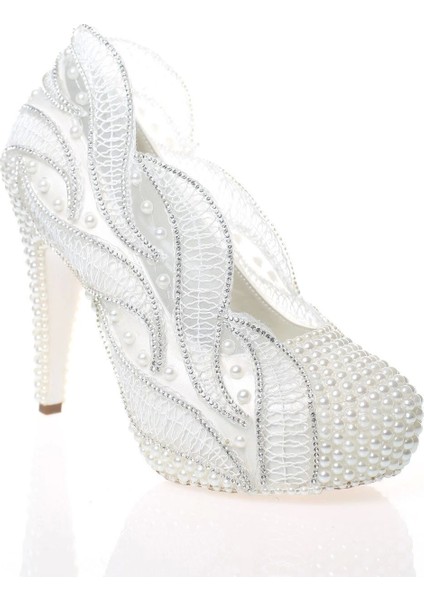 Kadın Moda Şık Sedef Inci Taş Işlemeli Gelin Ayakkabı Topuklu Düğün Nişan Gece Abiye Ayakkabısı fiyatları