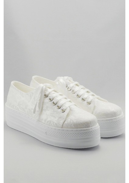 Kadın Moda Şık Beyaz Dolgu Topuklu Ayakkabı Topuklu Düğün Nişan Gece Abiye Ayakkabısı