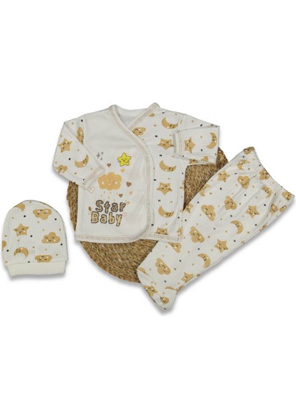 Star Baby Baskılı Şapkalı 3'lü Takım