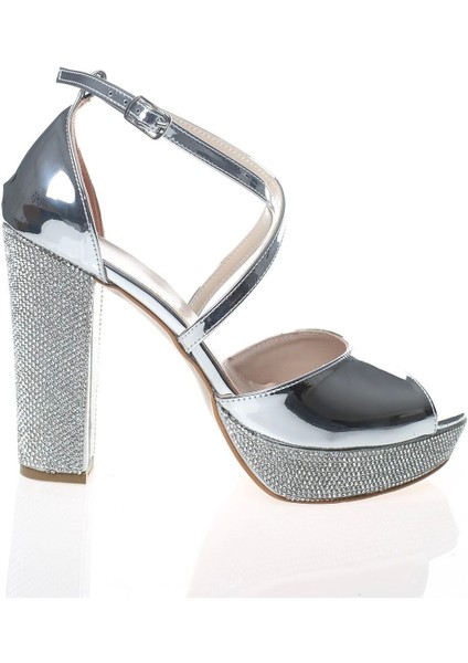 Kadın Gold Ayna Ökçe Poli Taş Abiye Ayakkabı Kadın Topuklu Şık Gece Ayakkabısı Zarif Tasarım modelleri