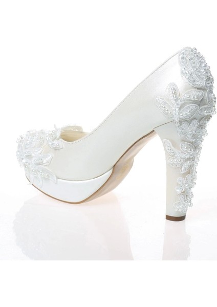 Kadın Moda Beyaz Sedef Inci Taş Işlemeli Gelin Ayakkabı Topuklu Düğün Nişan Gece Abiye Ayakkabısı modelleri