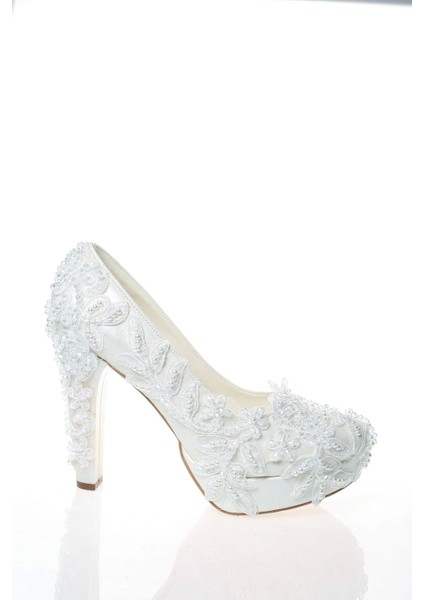 Kadın Moda Beyaz Sedef Inci Taş Işlemeli Gelin Ayakkabı Topuklu Düğün Nişan Gece Abiye Ayakkabısı fırsatları