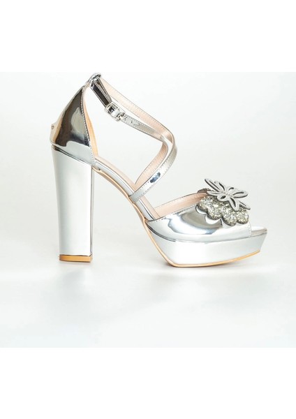 Gümüş Ayna Taşlı Kadın Abiye Ayakkabı Kadın Topuklu Şık Gece Ayakkabısı Zarif Tasarım fiyatları