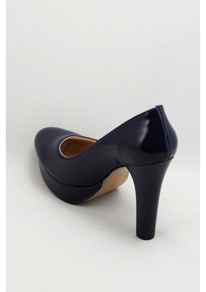 Kadın Moda Şık Lacivert Klasik Topuklu Ayakkabı Topuklu Düğün Nişan Gece Abiye Ayakkabısı modelleri