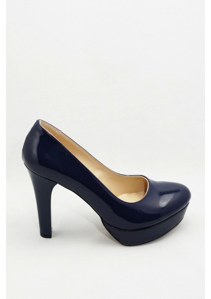 Kadın Moda Şık Lacivert Klasik Topuklu Ayakkabı Topuklu Düğün Nişan Gece Abiye Ayakkabısı fırsatları