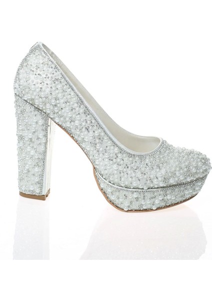 Kadın Moda Şık Beyaz Topuklu Zarif Tasarım Yüksek Topuk Düğün Nişan Gece Abiye Ayakkabısı fırsatları