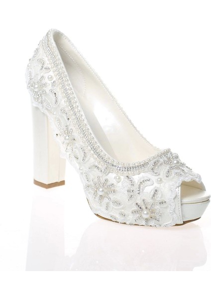 Kadın Moda Şık Sedef Inci Taş Işlemeli Gelin Ayakkabı Topuklu Düğün Nişan Gece Abiye Ayakkabısı fiyatları