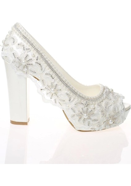 Kadın Moda Şık Sedef Inci Taş Işlemeli Gelin Ayakkabı Topuklu Düğün Nişan Gece Abiye Ayakkabısı fırsatları