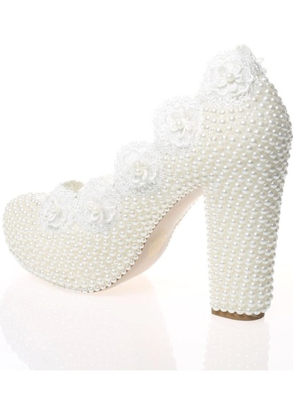 Kadın Moda Beyaz Sedef Inci Taş Işlemeli Gelin Ayakkabı Topuklu Düğün Nişan Gece Abiye Ayakkabısı modelleri
