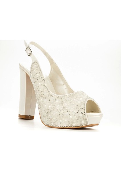 Kadın Sedef İnci Taş Abiye Ayakkabı Kadın Topuklu Şık Gece Ayakkabısı Zarif Tasarım