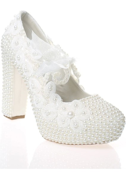 Kadın Moda Şık Sedef Inci Taş Işlemeli Gelin Ayakkabı Topuklu Düğün Nişan Gece Abiye Ayakkabısı fiyatları