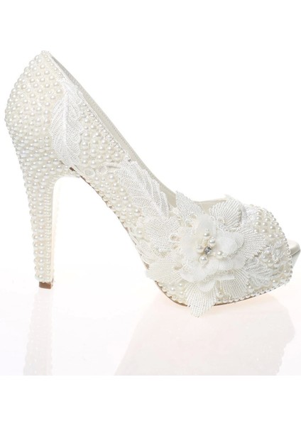 Kadın Moda Beyaz Sedef Inci Taş Işlemeli Gelin Ayakkabı Topuklu Düğün Nişan Gece Abiye Ayakkabısı fiyatları