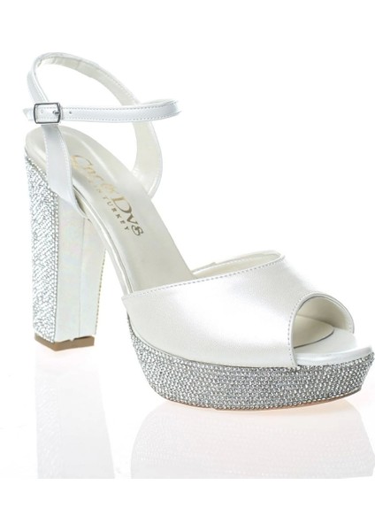 Kadın Beyaz Abiye Ayakkabı Kadın Topuklu Şık Gece Ayakkabısı Zarif Tasarım Yüksek Topuk