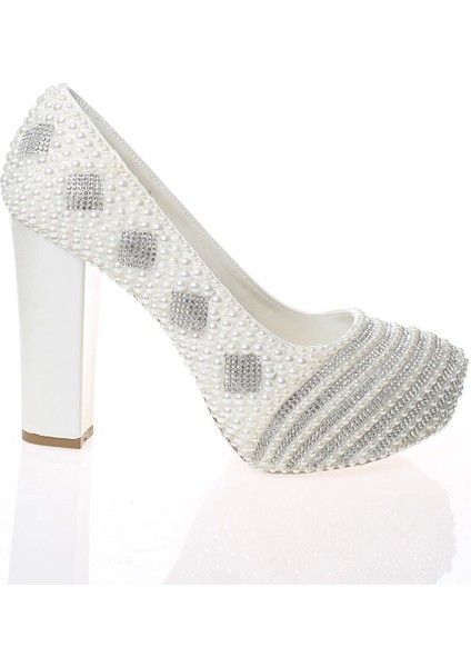 Kadın Moda Şık Sedef Inci Taş Işlemeli Gelin Ayakkabı Topuklu Düğün Nişan Gece Abiye Ayakkabısı fiyatları