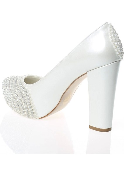 Kadın Moda Şık Sedef Inci Taş Işlemeli Gelin Ayakkabı Topuklu Düğün Nişan Gece Abiye Ayakkabısı modelleri