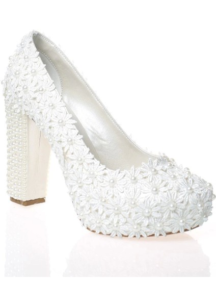 Kadın Moda Beyaz Sedef Inci Taş Işlemeli Gelin Ayakkabı Topuklu Düğün Nişan Gece Abiye Ayakkabısı fiyatları
