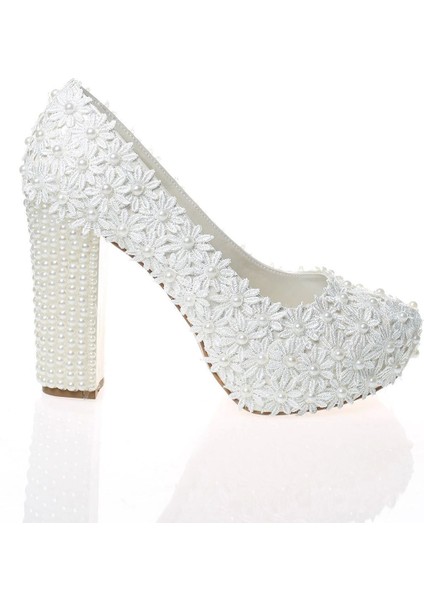 Kadın Moda Beyaz Sedef Inci Taş Işlemeli Gelin Ayakkabı Topuklu Düğün Nişan Gece Abiye Ayakkabısı fırsatları