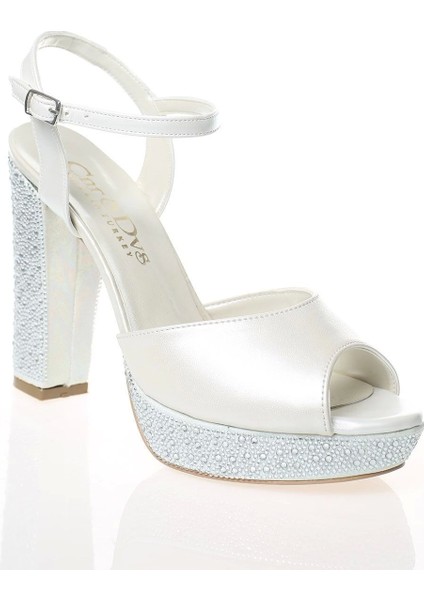 Kadın Beyaz Abiye Ayakkabı Kadın Topuklu Şık Gece Ayakkabısı Zarif Tasarım Yüksek Topuk