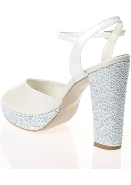 Kadın Beyaz Abiye Ayakkabı Kadın Topuklu Şık Gece Ayakkabısı Zarif Tasarım Yüksek Topuk fırsatları