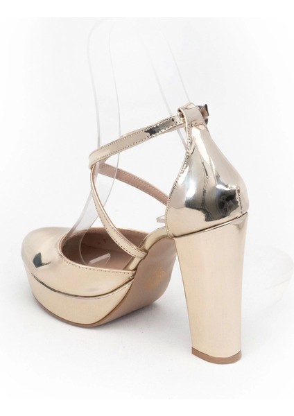 Kadın Moda Şık Gold Ayna Topuklu Zarif Tasarım Yüksek Topuk Düğün Nişan Gece Abiye Ayakkabısı modelleri