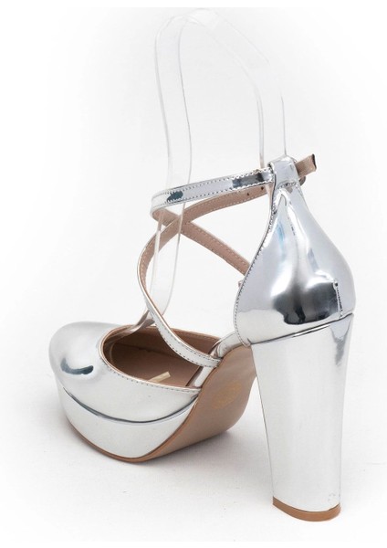 Kadın Moda Şık Gümüş Ayna Topuklu Zarif Tasarım Yüksek Topuk Düğün Nişan Gece Abiye Ayakkabısı modelleri