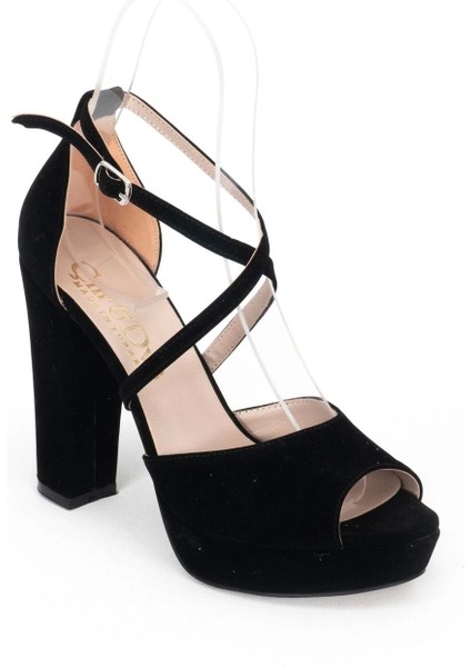 Kadın Moda Şık Siyah Süet Topuklu Zarif Tasarım Yüksek Topuk Düğün Nişan Gece Abiye Ayakkabısı fiyatları