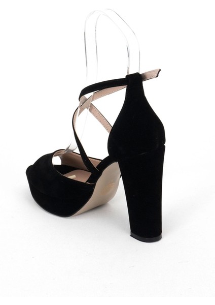 Kadın Moda Şık Siyah Süet Topuklu Zarif Tasarım Yüksek Topuk Düğün Nişan Gece Abiye Ayakkabısı modelleri