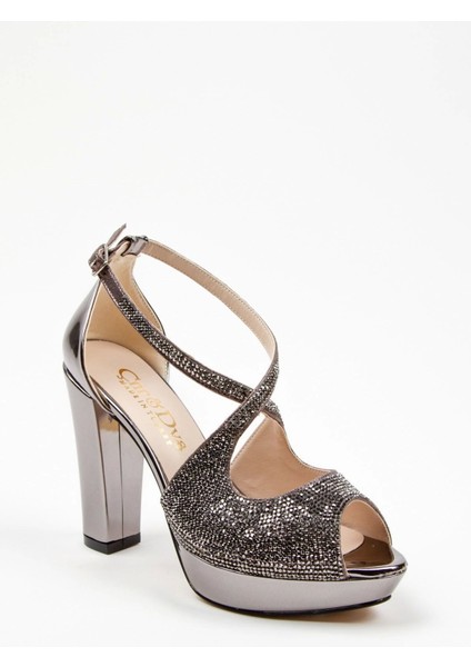 Gold Yüz Taş Topuklu Kadın Abiye Ayakkabı Kadın Topuklu Şık Gece Ayakkabısı Zarif Tasarım