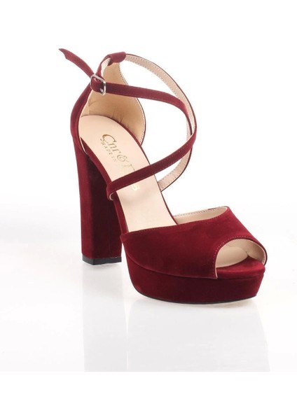 Kadın Moda Şık Yeni Bordo Süet Topuklu Zarif Tasarım Düğün Nişan Gece Abiye Ayakkabısı fiyatları