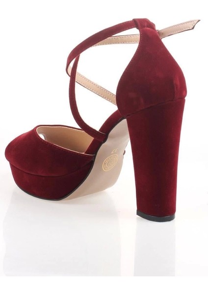 Kadın Moda Şık Yeni Bordo Süet Topuklu Zarif Tasarım Düğün Nişan Gece Abiye Ayakkabısı modelleri