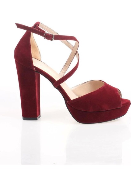 Kadın Moda Şık Yeni Bordo Süet Topuklu Zarif Tasarım Düğün Nişan Gece Abiye Ayakkabısı fırsatları