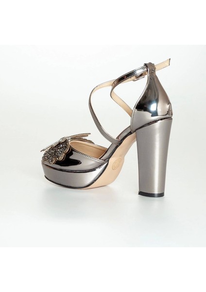 Kadın Moda Şık Platin Ayna Taşlı Topuklu Zarif Tasarım Düğün Nişan Gece Abiye Ayakkabısı modelleri