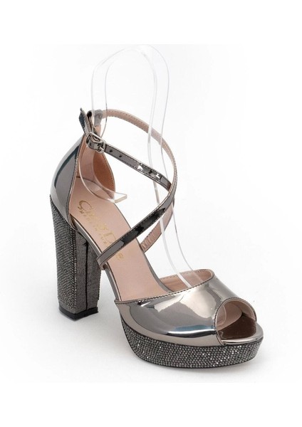 Kadın Moda Şık Platin Ayna Taşlı Topuklu Zarif Tasarım Düğün Nişan Gece Abiye Ayakkabısı fiyatları