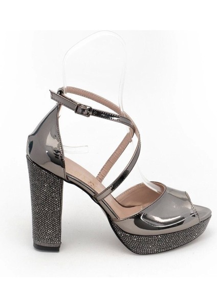 Kadın Moda Şık Platin Ayna Taşlı Topuklu Zarif Tasarım Düğün Nişan Gece Abiye Ayakkabısı fırsatları