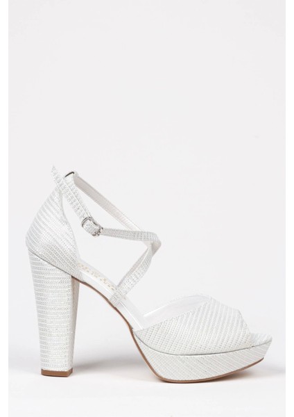 Kadın Moda Şık Gümüş Mercan Topuklu Zarif Tasarım Yüksek Topuk Düğün Nişan Gece Abiye Ayakkabısı fırsatları