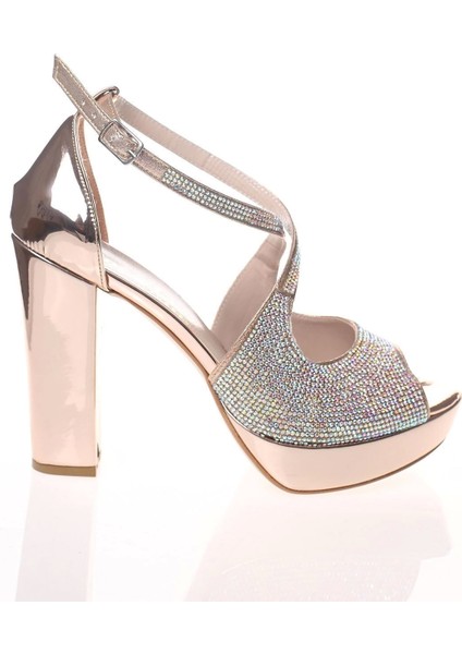 Gümüş Ayna Yüz Taş Kadın Abiye Ayakkabı Kadın Topuklu Şık Gece Ayakkabısı Zarif Tasarım modelleri