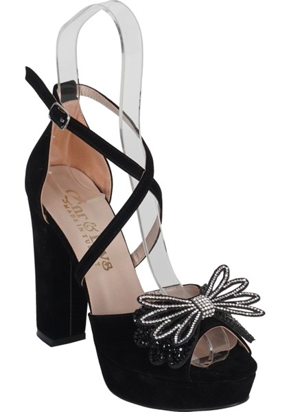 Kadın Moda Şık Siyah Süet Taşlı Topuklu Zarif Tasarım Düğün Nişan Gece Abiye Ayakkabısı fiyatları