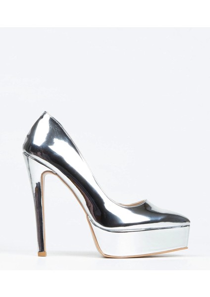 Gümüş Ayna Klasik Sivri Ince Topuklu Sivri Platformlu Kadın Abiye Ayakkabı Kadın Topuklu Şık modelleri