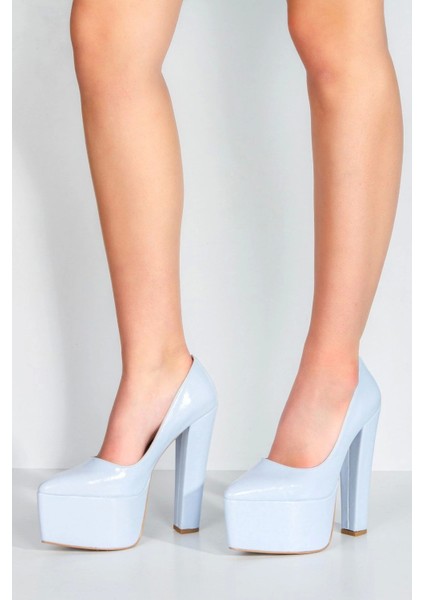 Fuşya Rugan Klasik Sivri Kalın Topuklu Sivri Platformlu Kadın Abiye Ayakkabı Kadın Topuklu Şık fiyatları