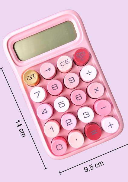Şeker Gibi Hesaplar - 10 Haneli, Yuvarlak Tuşlu Hesap Makinesi (Pembe)