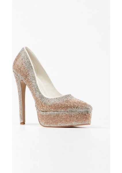 Gümüş Sultan Çift Renktaşlı Klasik Sivri Ince Topuklu Sivri Kadın Abiye Ayakkabı Kadın Topuklu Şık