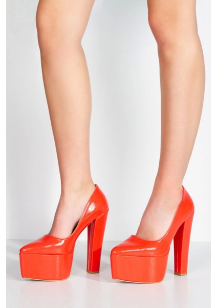 Fuşya Rugan Klasik Sivri Kalın Topuklu Sivri Platformlu Kadın Abiye Ayakkabı Kadın Topuklu Şık fiyatları