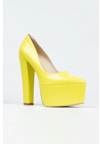 Fuşya Rugan Klasik Sivri Kalın Topuklu Sivri Platformlu Kadın Abiye Ayakkabı Kadın Topuklu Şık