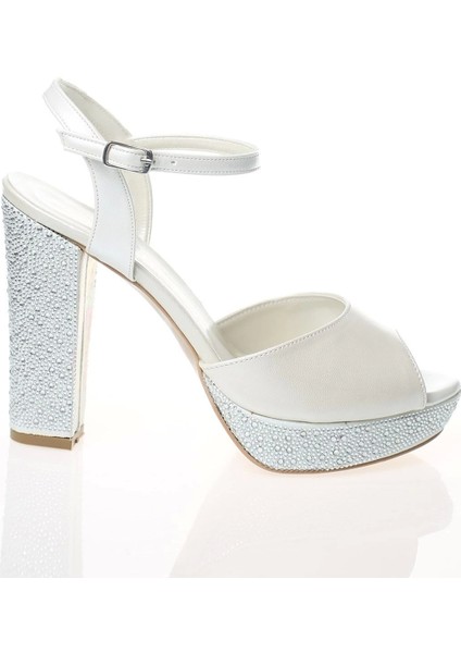 Kadın Moda Şık Beyaz Topuklu Zarif Tasarım Yüksek Topuk Düğün Nişan Gece Abiye Ayakkabısı fırsatları