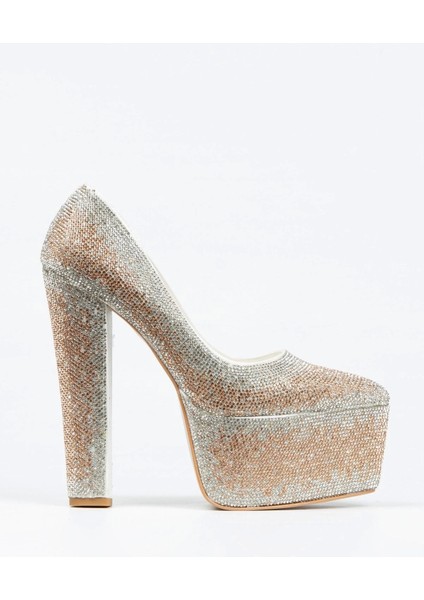 Gümüş Sultan Çift Renktaşlı Klasik Sivri Kalın Topuklu Sivri Kadın Abiye Ayakkabı Kadın Topuklu Şık modelleri