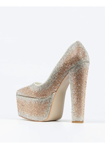 Gümüş Sultan Çift Renktaşlı Klasik Sivri Kalın Topuklu Sivri Kadın Abiye Ayakkabı Kadın Topuklu Şık fırsatları